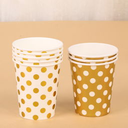 2017新款生日派对纸杯 波点镀金设计的派对焦点